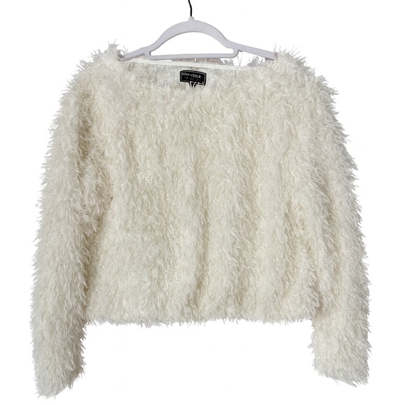 G by Giuliana Black Label Ivory Fuzzy Eyelash Sweater – Size 2X - Picture 1 of 10